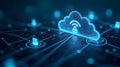 cloud computing network with server icons and data flow Royalty Free Stock Photo