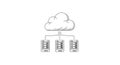 Cloud computing network servers connected to a digital cloud data storage system Royalty Free Stock Photo