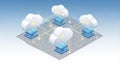 Cloud Computing Network with Servers and Data Centers Isometric Illustration Royalty Free Stock Photo