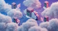 Cloud Computing Network: Servers and Data in the Cloud Royalty Free Stock Photo