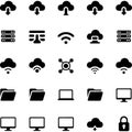 Cloud computing and network technology icons set Royalty Free Stock Photo