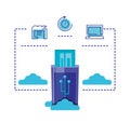 Cloud computing network with usb memory Royalty Free Stock Photo