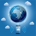 Cloud computing and networking design concept. Royalty Free Stock Photo