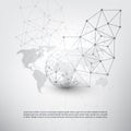 Cloud Computing and Networks Concept with World Map - Global Digital Network Connections, Technology Background, Creative Design Royalty Free Stock Photo