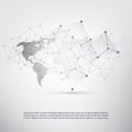 Cloud Computing and Networks Concept with World Map - Global Digital Network Connections, Technology Background, Creative Design Royalty Free Stock Photo