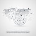 Cloud Computing and Networks Concept with World Map - Global Digital Network Connections, Technology Background, Creative Design Royalty Free Stock Photo