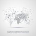 Cloud Computing and Networks with World Map - Abstract Global Digital Network Connections, Technology Concept Background Royalty Free Stock Photo