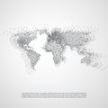 Cloud Computing and Networks with World Map - Abstract Global Digital Network Connections, Technology Concept Background Royalty Free Stock Photo