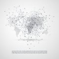 Cloud Computing and Networks with World Map - Abstract Global Digital Network Connections, Technology Concept Background Royalty Free Stock Photo