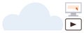 Cloud Computing and Online Media Streaming Concept Cloud, Computer Screen, and Play Button Royalty Free Stock Photo