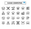 Cloud computing and connection outline design icon set Royalty Free Stock Photo
