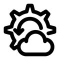 Cloud Processing, Cloud Configuration, Cloud Backup Outline Icon Royalty Free Stock Photo