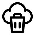 Cloud Delete, Cloud Recycle Bin, Trash Outline Icon Royalty Free Stock Photo