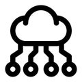Cloud Technology, Cloud System, Cloud Computing Outline Icon Royalty Free Stock Photo