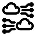 Multi Cloud, Hybrid Cloud, Cloud Computing Outline Icon Royalty Free Stock Photo
