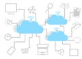Cloud Computing Paper Cutout Icons BYOD Devices Network