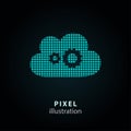 Cloud computing - pixel illustration. Royalty Free Stock Photo