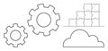 Cloud Computing and Process Integration Concept with Gears and Puzzle Pieces Royalty Free Stock Photo