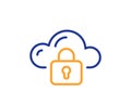 Cloud computing protection line icon. Internet data storage sign. Vector Royalty Free Stock Photo