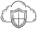 Cloud Computing Protection With Shield Outlined Security Safeguard Royalty Free Stock Photo