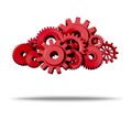 Cloud computing with red gears and cogs Royalty Free Stock Photo