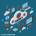 Cloud computing, remote control, cloud data storage vector concept Royalty Free Stock Photo