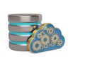 Cloud computing and remote data storage concept gold cloud and h