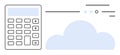 Cloud computing represented by digital calculator and cloud with lines and icons Royalty Free Stock Photo
