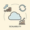 Cloud Computing Scalability Concept Icon with Growth Charts and Refresh Cycle Royalty Free Stock Photo