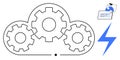 Cloud Computing with Gears and Lightning Bolt Power and Technology Royalty Free Stock Photo