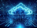 Cloud Computing with Secure Data Transfer, Cybersecurity, and Advanced Network Technology Royalty Free Stock Photo