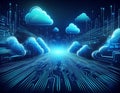 Cloud Computing with Secure Data Transfer, Cybersecurity, and Advanced Network Technology Royalty Free Stock Photo