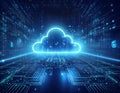 Cloud Computing with Secure Data Transfer, Cybersecurity, and Advanced Network Technology Royalty Free Stock Photo