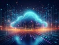 Cloud Computing with Secure Data Transfer, Cybersecurity, and Advanced Network Technology Royalty Free Stock Photo