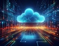 Cloud Computing with Secure Data Transfer, Cybersecurity, and Advanced Network Technology Royalty Free Stock Photo