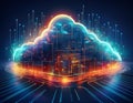 Cloud Computing with Secure Data Transfer, Cybersecurity, and Advanced Network Technology Royalty Free Stock Photo