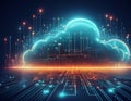 Cloud Computing with Secure Data Transfer, Cybersecurity, and Advanced Network Technology Royalty Free Stock Photo