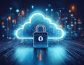 Digital Clock Cloud Computing with Secure Data Transfer, Cybersecurity, and Advanced Network Technology Royalty Free Stock Photo