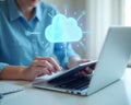 Cloud Computing: Secure Data Transfer on a Tablet Royalty Free Stock Photo