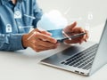 Cloud Computing: Secure Data Transfer on a Tablet Royalty Free Stock Photo