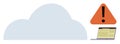 Cloud Computing Security Alert with Laptop and Warning Signal Royalty Free Stock Photo