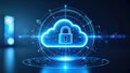 Cloud computing security concept with digital lock and data protection Royalty Free Stock Photo