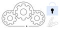Cloud Computing Security Concept with Gears and Lock Integration Royalty Free Stock Photo