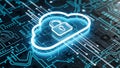 Cloud computing security and data protection with lock and circuit board background Royalty Free Stock Photo