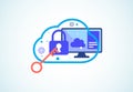 Cloud computing security design concept. Online security and data protection. Vector illustration Royalty Free Stock Photo