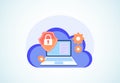Cloud computing security design concept. Online security and data protection. Vector illustration Royalty Free Stock Photo