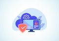 Cloud computing security design concept. Online security and data protection. Vector illustration Royalty Free Stock Photo