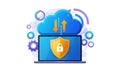 Cloud computing security laptop isolated on white background Royalty Free Stock Photo