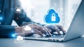 Cloud computing and security with laptop keyboard Royalty Free Stock Photo
