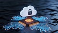 Cloud Computing Security with Microchip and Circuit Board Royalty Free Stock Photo